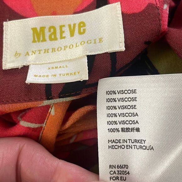 Anthropologie Maeve Floral Print Balloon Sleeve Hi-Low Hem Blouse XS - Picture 8 of 8